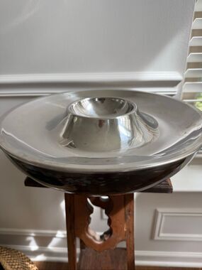 Frontgate 14.5" Stainless Steel Round Insulated Appetizer Veg Dip Shrimp Serving